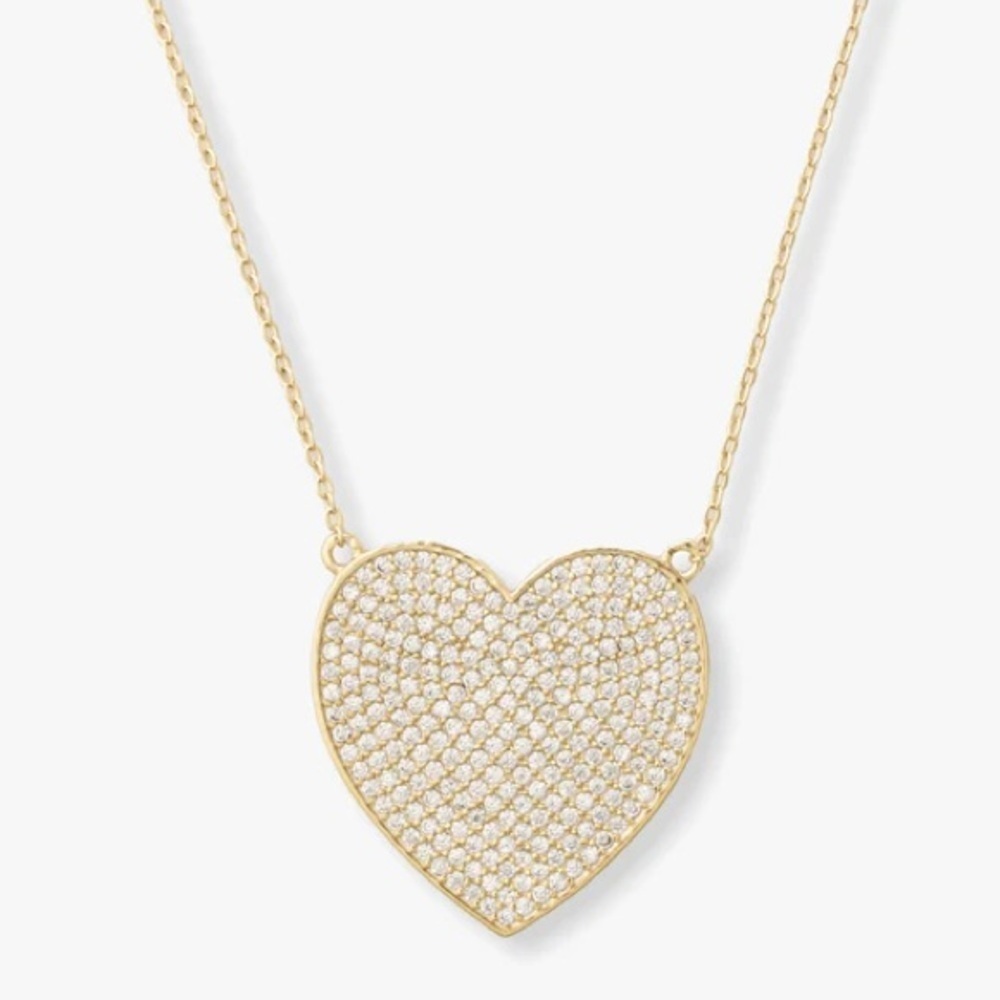 💜Melinda Maria XL You Have My Whole Heart Pavé Simulated Diamonds Necklace 18"